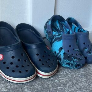 Little Boys Crocs, Size 12c and 11c Kids Blue and Navy Clogs